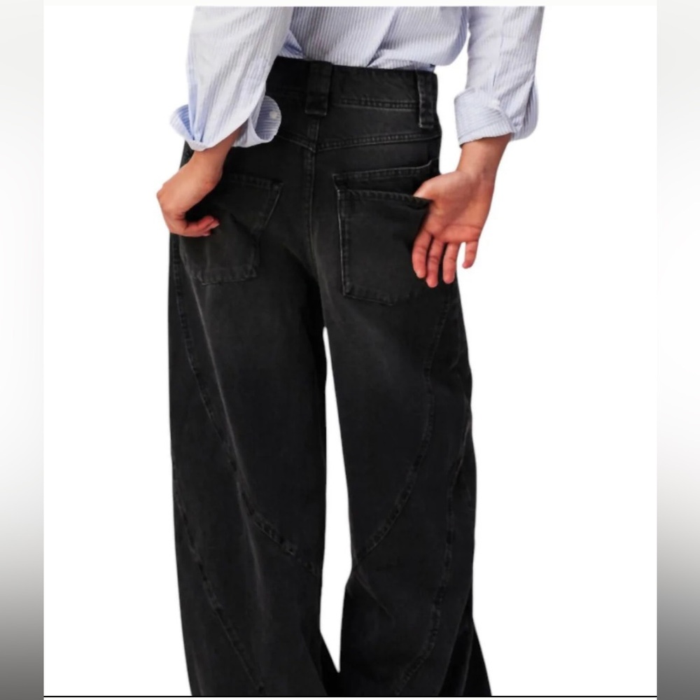 We The Free Chill Vibes Dropped Wide Leg Jeans in Lightening Black